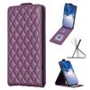BF30 For iPhone 16 Vertical Flip Phone Case Rhombus Grid PU Leather Cell Phone Stand Cover