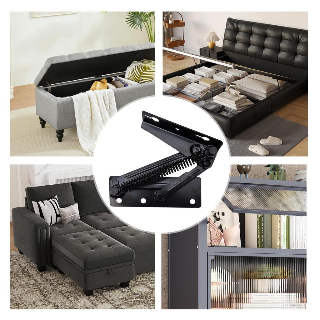 Heavy Duty 80° Foldable Bracket with Spring Hinge Cabinet Door Lift Up Stay Flap Sofa Bed Top Support Hinges Workbench Hinge