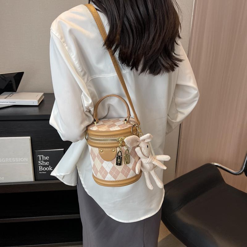 Сумка-цилиндр в форме ромба, женская переносная сумка-ведро, маленькая сумка, универсальная женская сумка через плечо, модная сумка Oblique Span