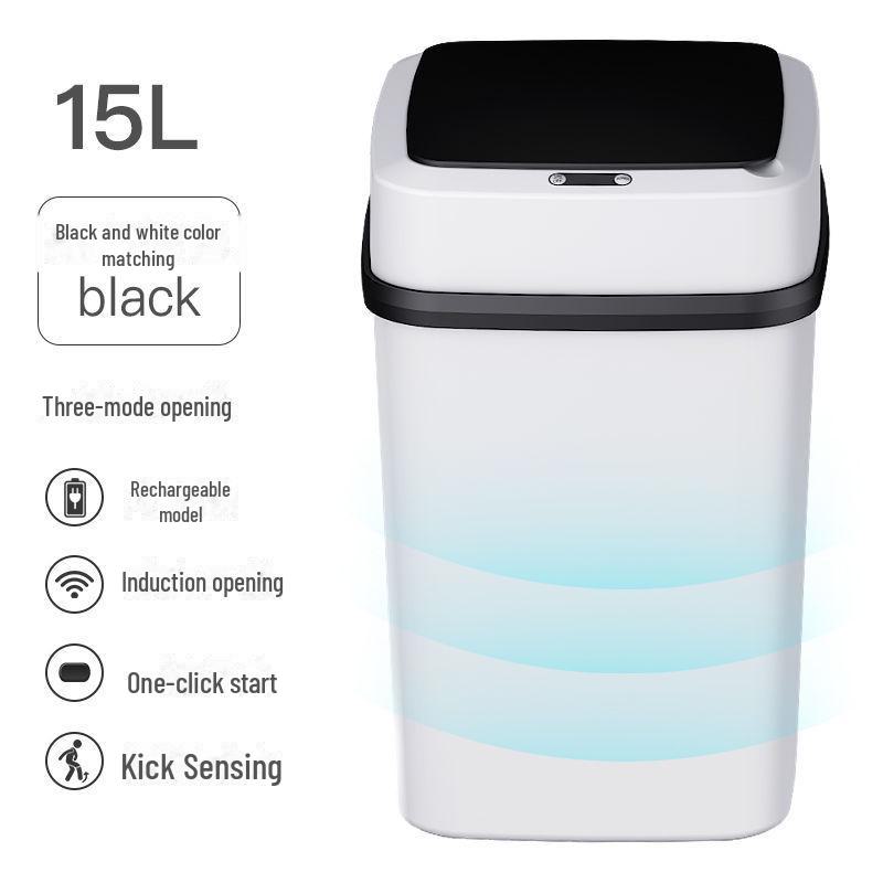 Большой умный индукционный мусорный бак с крышкой для дома, гостиной или кухни — автоматический и креативный дизайн