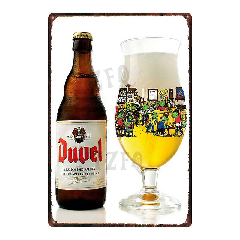 YZFQБельгийское пиво Duvel Жестяные металлические знаки Табличка Винтажный Музыкальный Бар Ресторан Дом Мужская берлога Декор Настенные наклейки DU-7713B