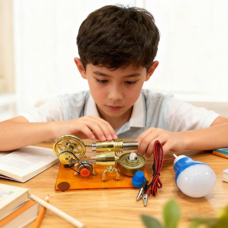 Научная модель парового двигателя Стирлинга. Топливо не требуется. Демонстрирует тепловую механику. Для учеников и учителей.