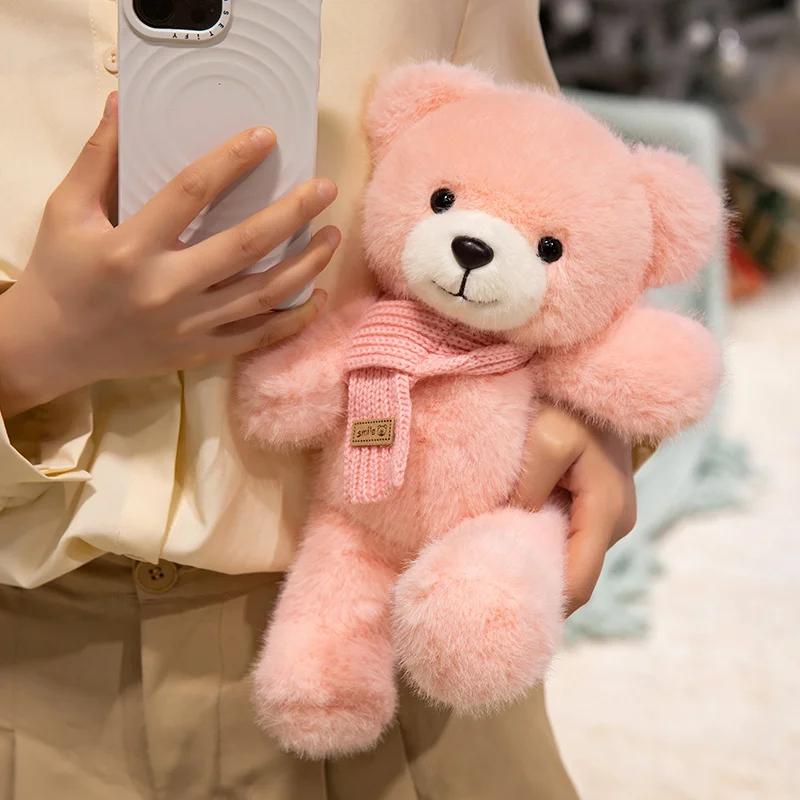 30см Милый Плюшевый Мишка Игрушки Кавайный Мишка с Сердцем Милый Мишка с Шарфом и Бабочкой Мягкая Набивная Животная Подушка Подарок на День Святого Валентина