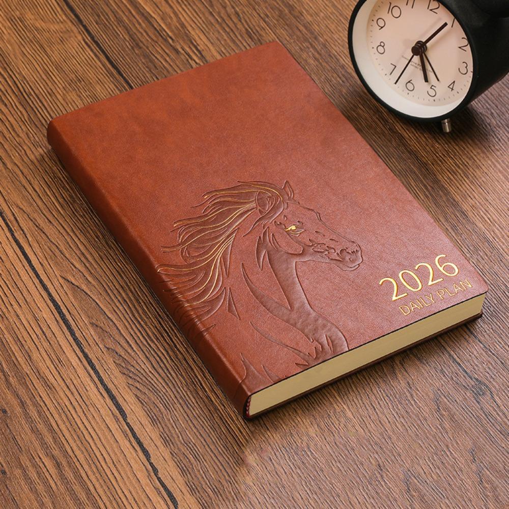 12 Months A5 Agenda Planning Notebook Pu Leather Office Work Planner Diary Writing Pads Student