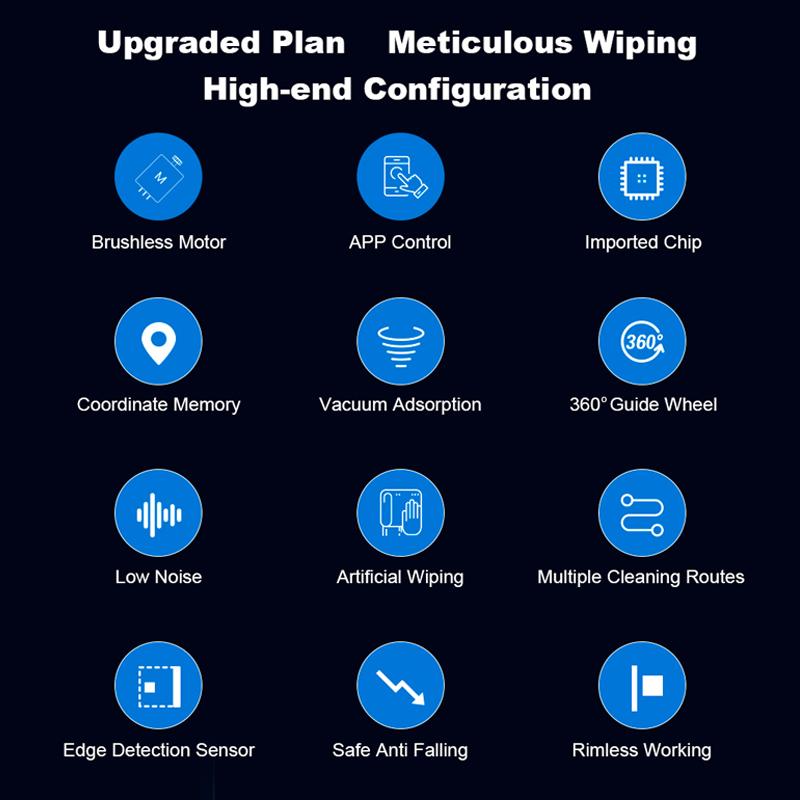 Liectroux YW710 Robot Window Cleaner Laser Sensor,Double Water Spray,Strong Vacuum,Home Wall Glass Cleaning Robot,App Control