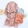Women's New 100% Cotton Loose Bathrobe Lace Up Kimono Bath Robe Steam Suit Pajamas Women's Pajamas