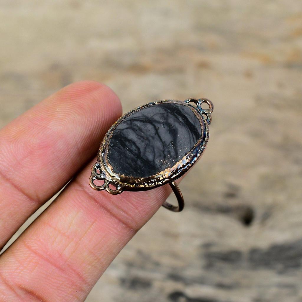 Кольцо Пикассо из яшмы, гальваническое медное кольцо, регулируемые кольца, гальваническое ювелирное изделие, кольцо ручной работы из настоящего драгоценного камня, медное ювелирное изделие, подарок для нее