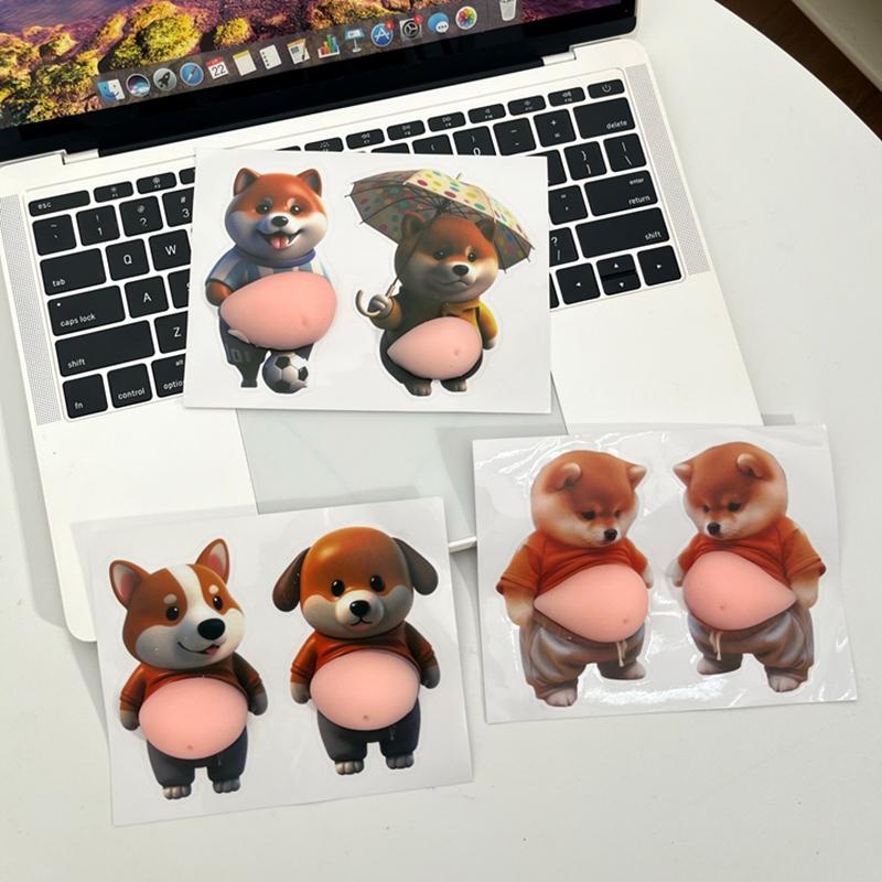 Креативные 3D наклейки на живот Милые наклейки с животными Расслабляющая наклейка Защитная наклейка от столкновений Подарки для вечеринки Домашний декор