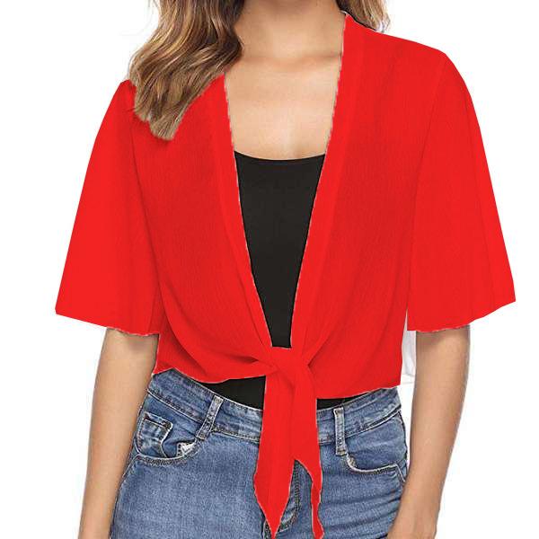 Solid Color Short Sleeve Women's Chiffon Dress Wedding Cape Soft Chiffon Plus Size