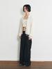 HALF DEVIL US Knit V-Neck Collared Cardigan_Ivory