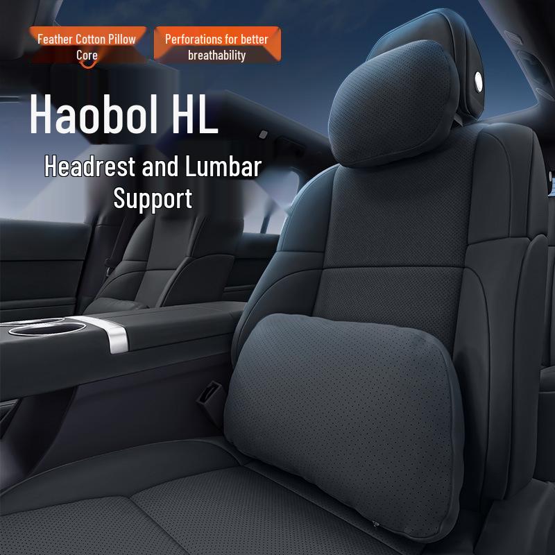 Essential Car Interior Set: Haobo HL Headrest, Lumbar Support, Neck & Waist Protection.