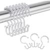 Amazer Plastic Shower Curtain Hooks, Double Shower Curtain Rings, Shower Rings for Shower Curtain, White Shower Hooks for Curtain Liner Bathroom - 12