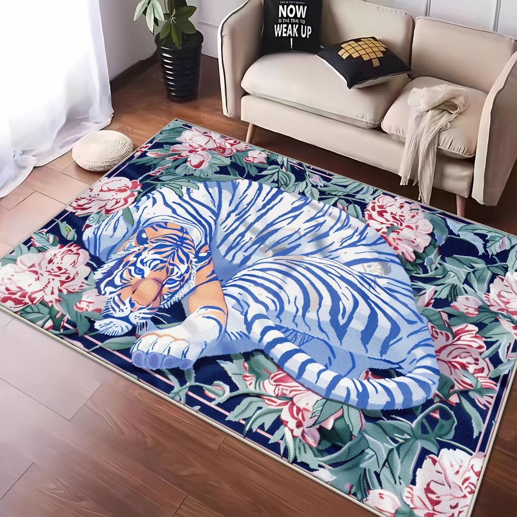Modern Style Big Size Living Room Rugs Tiger Pattern Bedroom Carpet Soft Non-slip Mat for Kids Foldable Easy Clean Customizable