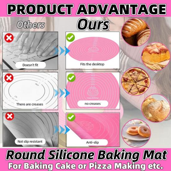 Силиконовый коврик для выпечки Коврик для торта Силиконовый коврик для торта Силиконовый коврик для выпечки с разметкой для подставки-поворотного стола для торта Антипригарный Термостойкий Для выпечки кондитерских изделий