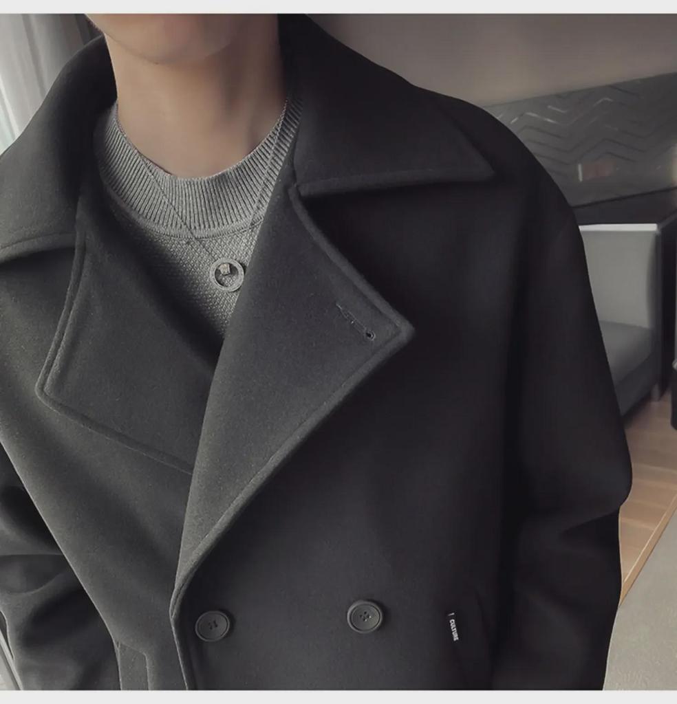 Мужской шерстяной тренчкот в корейском стиле 2020 года — осенне-зимний дизайн в британском стиле