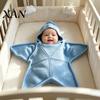 Baby Shower Gift for New Parents Starfish Sleeping Bag, Knitted Swaddle Sleep Sack with Hood, Cozy Infant Star Shaped Wearable Blanket, Newborn