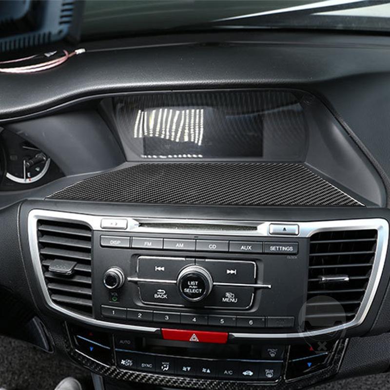 Real Carbon Fiber Car Accessories Center Console Display Panel Cover Soft Sticker For Honda Accord 9th Gen 2014 2015 2016 2017