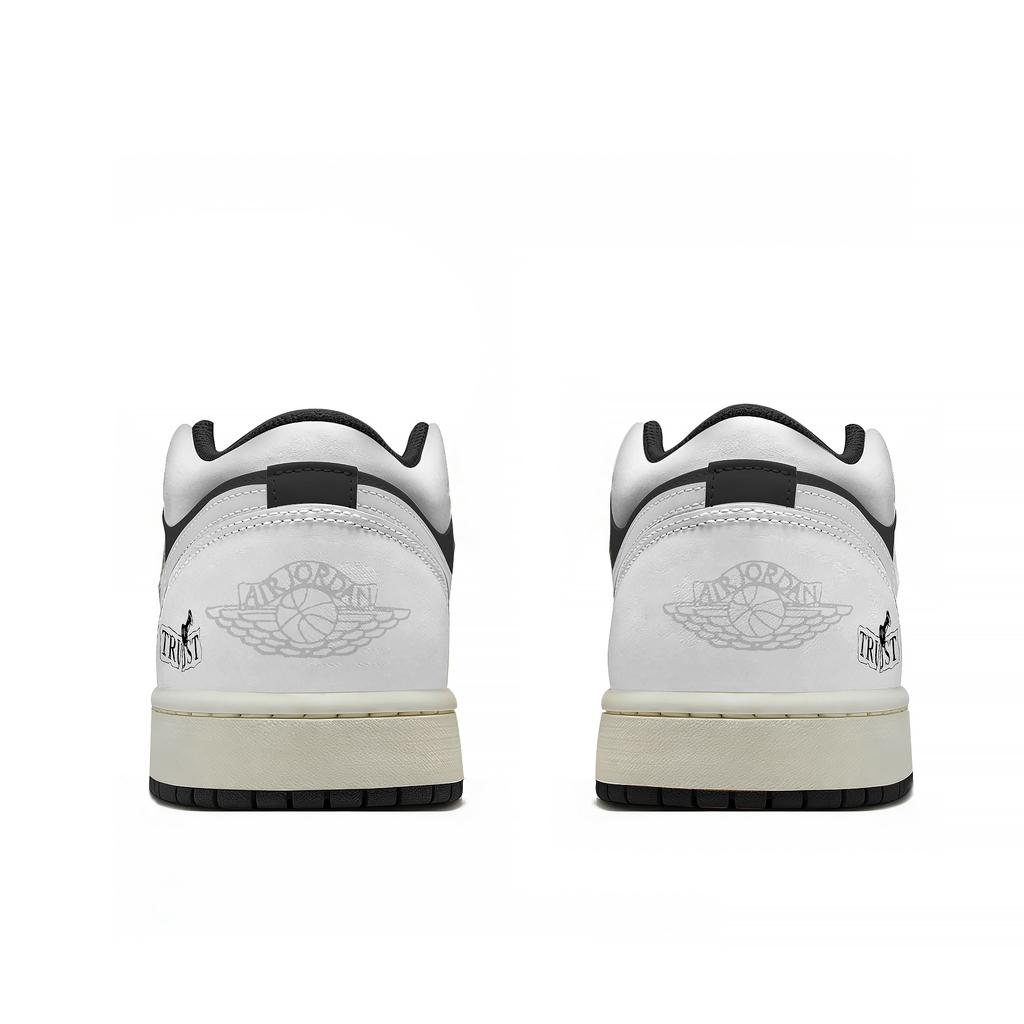 Jordan Air Jordan 1 Slip Resistant Abrasion Resistant Low top Vintage Basketball Shoes Unisex White Black 553558-081(Team661-)