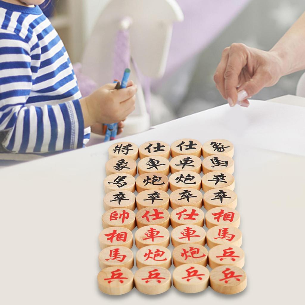 32Pcs Chinese Chess Pieces Supplies Strategy Travel Casual Game
