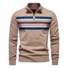 Men's Quarter Zip Up Long-Sleeve Sweaters Slim Fit Lightweight Mock Neck Pullover Casual Polo Sweaters Fall Winter Warm Striped Sweater for Men
