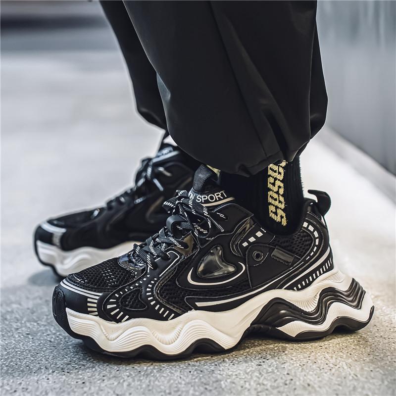 2025 новые кроссовки на толстой подошве, увеличивающие рост, мужские сетчатые спортивные туфли, студенческие повседневные мужские туфли GZ1228