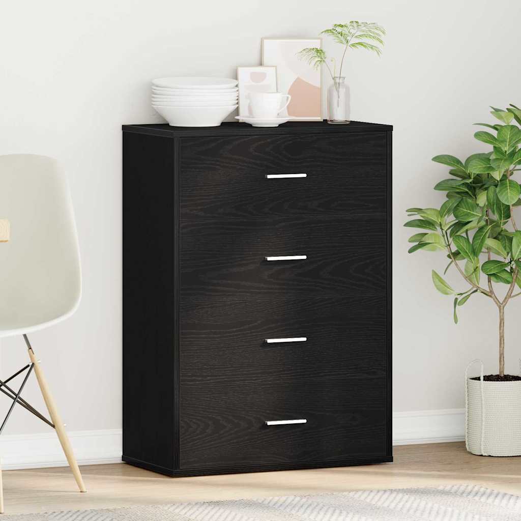 Sideboard Black Oak Effect 60 x 31 x 84 cm Engineered Wood
