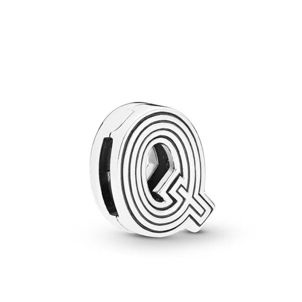 Европейский Новый Посеребренный Медный Шарм-Подвеска в Виде Тонкого Зажима с 26 Буквами, Подходит для Оригинального Браслета, Ювелирное Изделие для Подарка