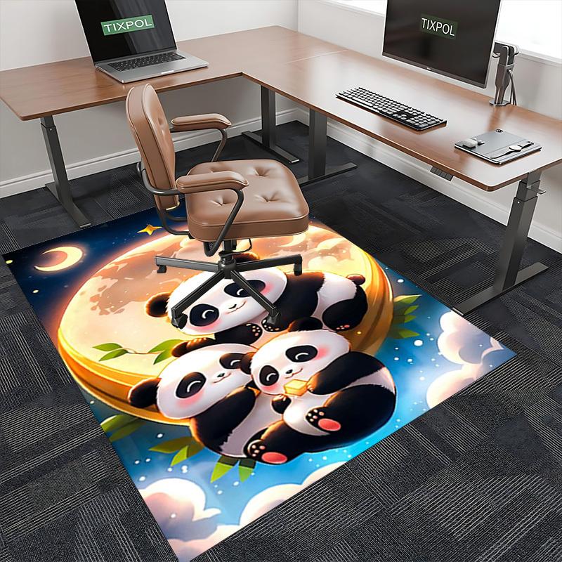 1pc Panda Friends Chair Mat - Anime Cartoon Design, Non-Slip Carpet for Office and Home Decor, Suitable for All Seasons.H080
