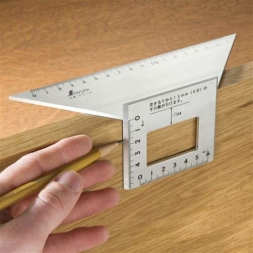 Shinwa Sokutei Trapezoidal Stop Ruler, Aluminum, 62114