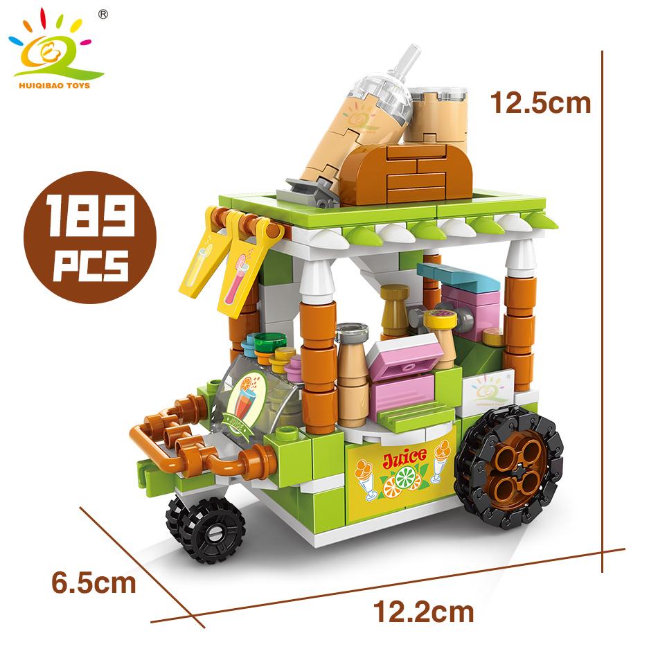 Креативная модель дома уличной еды, строительный блок MOC, розничный магазин с фигуркой, наборы кубиков для автомобилей с мороженым, игрушки для мальчиков для детей