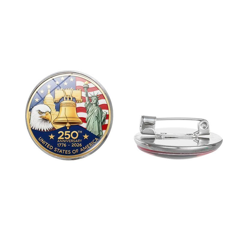 2026 American Independence 250th Brooch, Alloy Celebration Badge July 4th Decorative Pin
