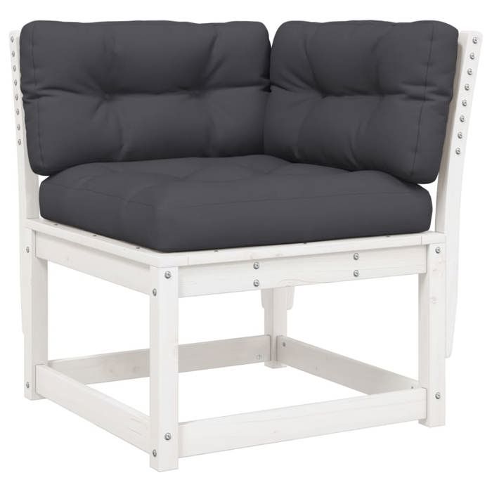 VidaXL Salon de Jardin avec Coussins 6 pcs, Sièges de Patio, Ensemble de Meubles, Mobilier de Terrasse Extérieur, Blanc Bois 3217041