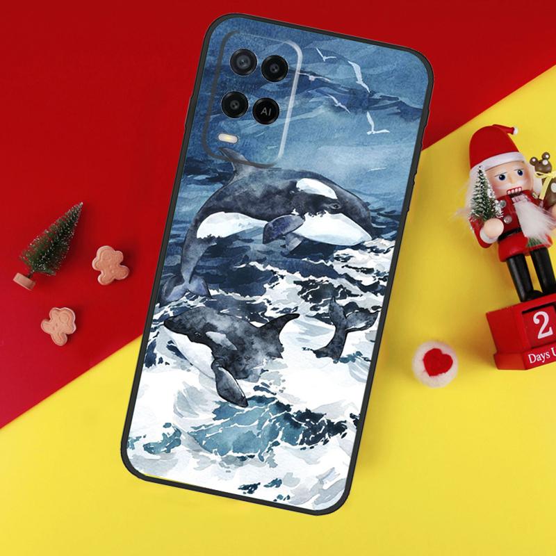 Чехол с акулой и косаткой для Oppo A80 A60 A40 A15 A16 A17 A57 A94 A74 A54 A76 A96 A18 A38 A58 A78 A98 A6 A5 Pro