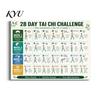 Mindful Body Awareness 28 Day Tai Chi Challenge Poster, Beginner Guide Chart, Physical Therapy Aid Standing Home Workout Routine, Gentle Exercises for