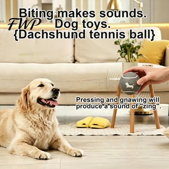 Lightweight Toss Toys for Fetching Latex Squeaky Dog Ball, Interactive Fetch Cute Dachshund Pattern, Indoor Outdoor Play Chew Toy Small Medium