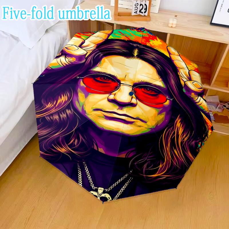 Ozzy Memorial Mini Umbrella, 5-Fold, Lightweight, Retractable Umbrella Features 8 Ribs, Ideal for Outdoor Use Birthday Gifts