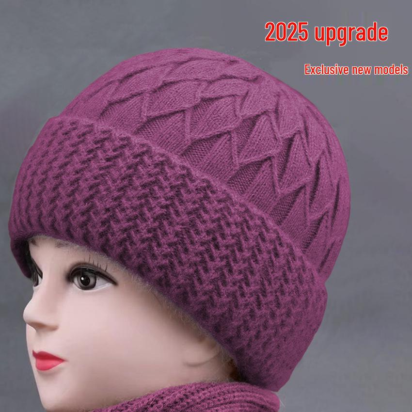 Зимняя коллекция 2025: Плюс бархатные утолщенные вязаные шапки для среднего и пожилого возраста