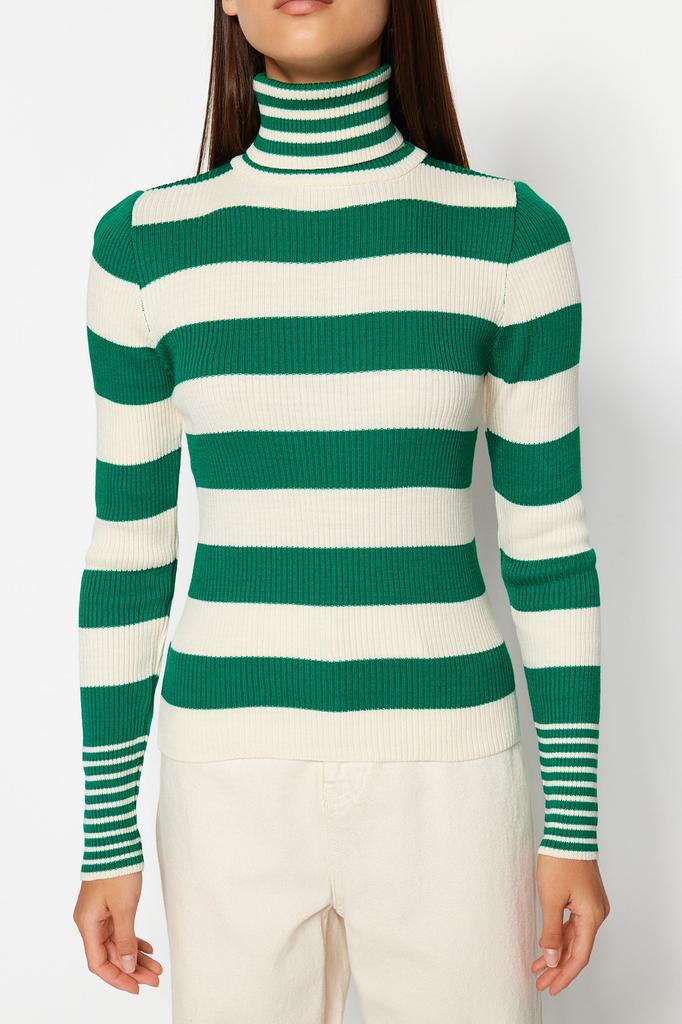 Женский модный новый свитер в полоску с трикотажным свитером