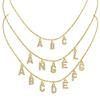 Emanco Drop Shipping Custom A-Z Letter Initial Pendant Necklace Zircon Stainless Steel 14K Gold Plated Link Chain Minimalist