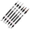6Pcs Piston Fill Design Water Brush Pen White /Brown Brush Calligraphy Water Pen  Brush Practice