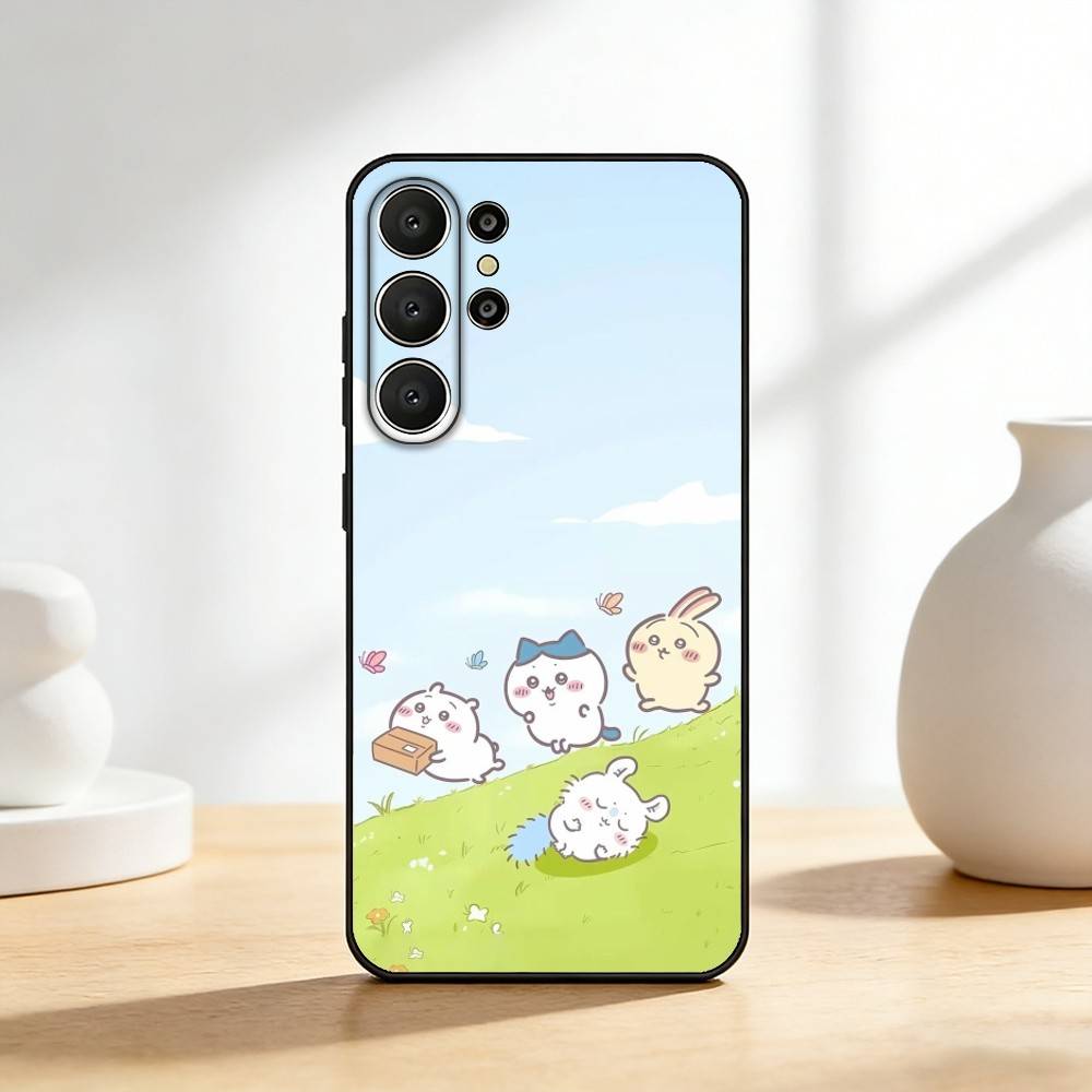 Милый Чехол для Телефона C-C-Чиикавас Для Samsung S26,S25,24,23,22,30,21,10,9,Ultra,Plus,Lite,FE Мягкий Черный Чехол