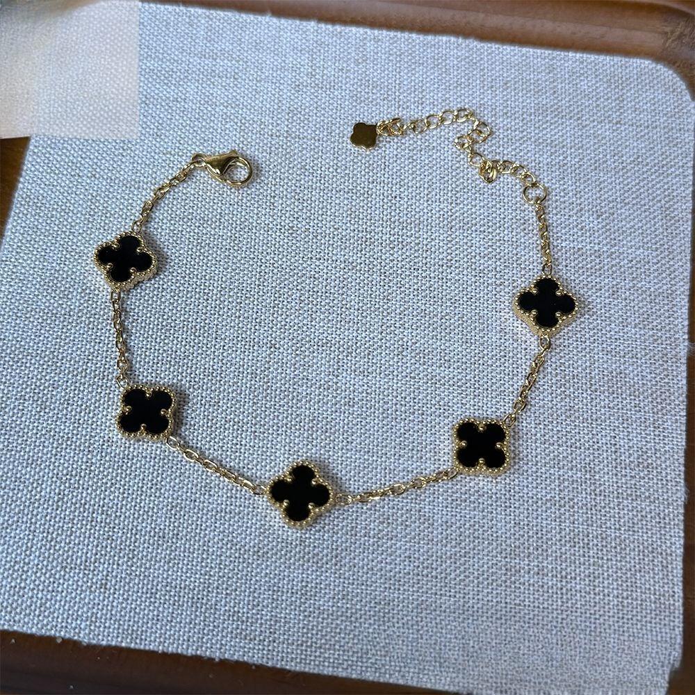 Браслет из титановой стали 10 мм, не выцветающий, «Четырехлистный клевер», легкая роскошь, модный, универсальный, пятицветный браслет