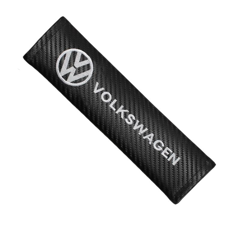 Carbon Fiber VW Car Logo Seat Belt Pads Seat Shoulders Strap Pad Cushion Cover For Volkswagen Golf Passat Touran Front Accessory zw3