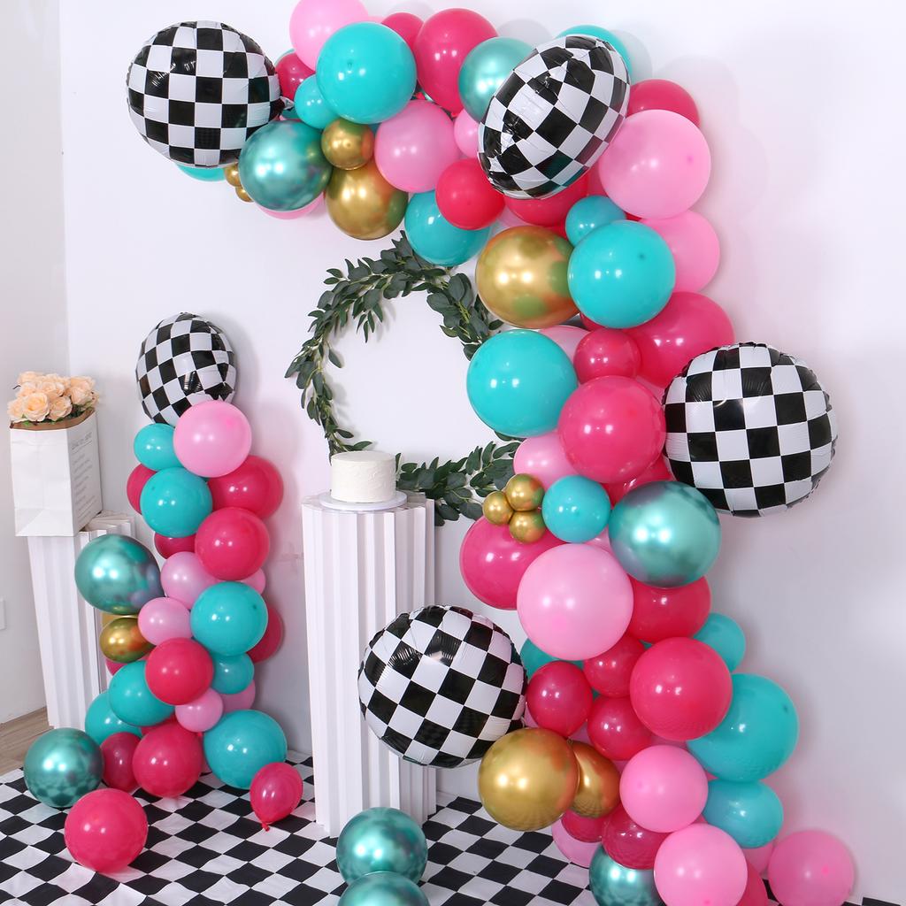 Набор из 148 воздушных шаров для украшения девичьего дня рождения, розовые и голубые шары для украшения фона на квадратной стене в стиле чаепития.
