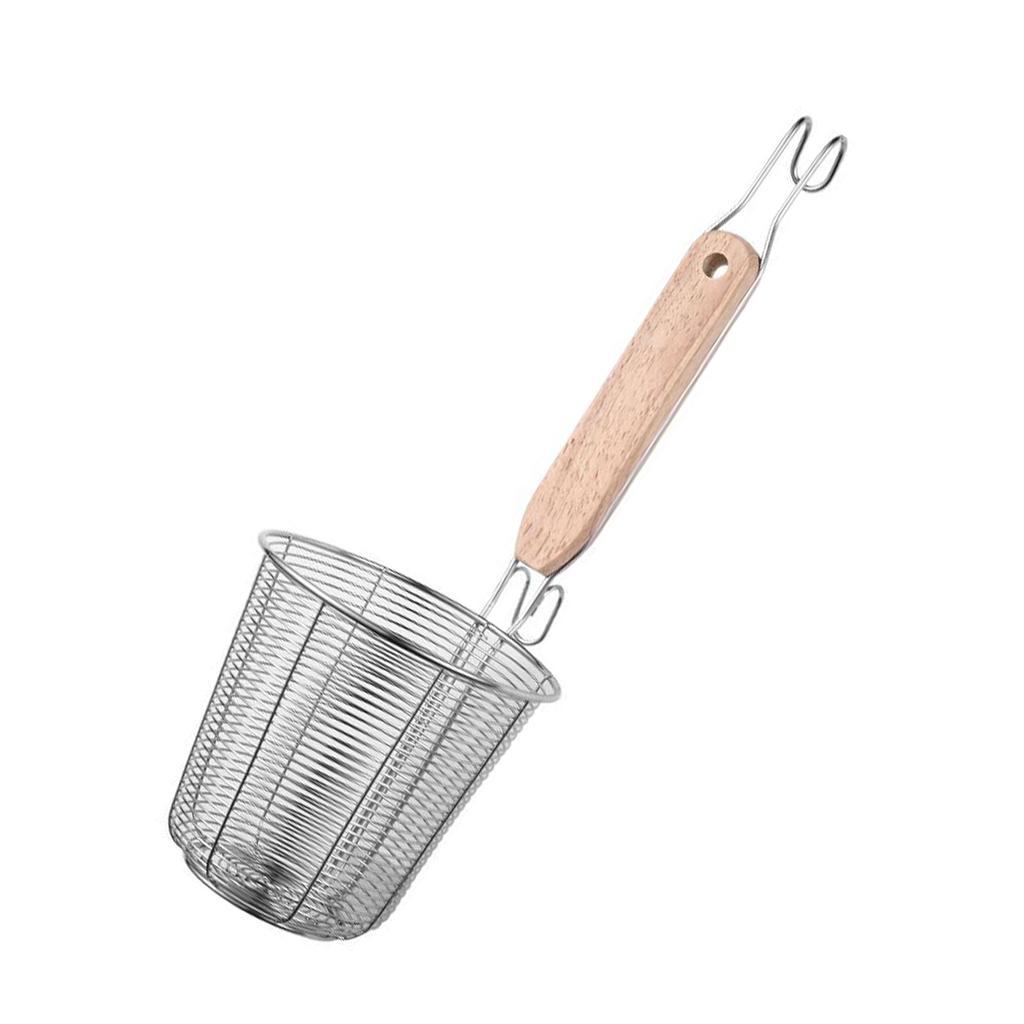 Multifuntional 201Stainless Steel Food Strainer Basket with Ergonomic Handle Suitable for Steaming and Blanching