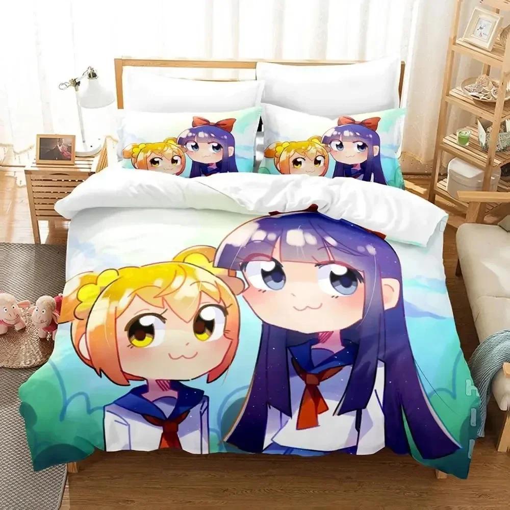 Аниме Pop Team Epic Poputepipikku Комплект постельного белья Односпальный Полуторный Двуспальный Queen King Cal King Размер Комплект постельного белья