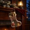 Indoor Holiday Scene Hanging Props Fillable Christmas Stocking Acrylic Ornament, Transparent Candy Filled Tree Traditional Xmas Ornaments Decor, Santa