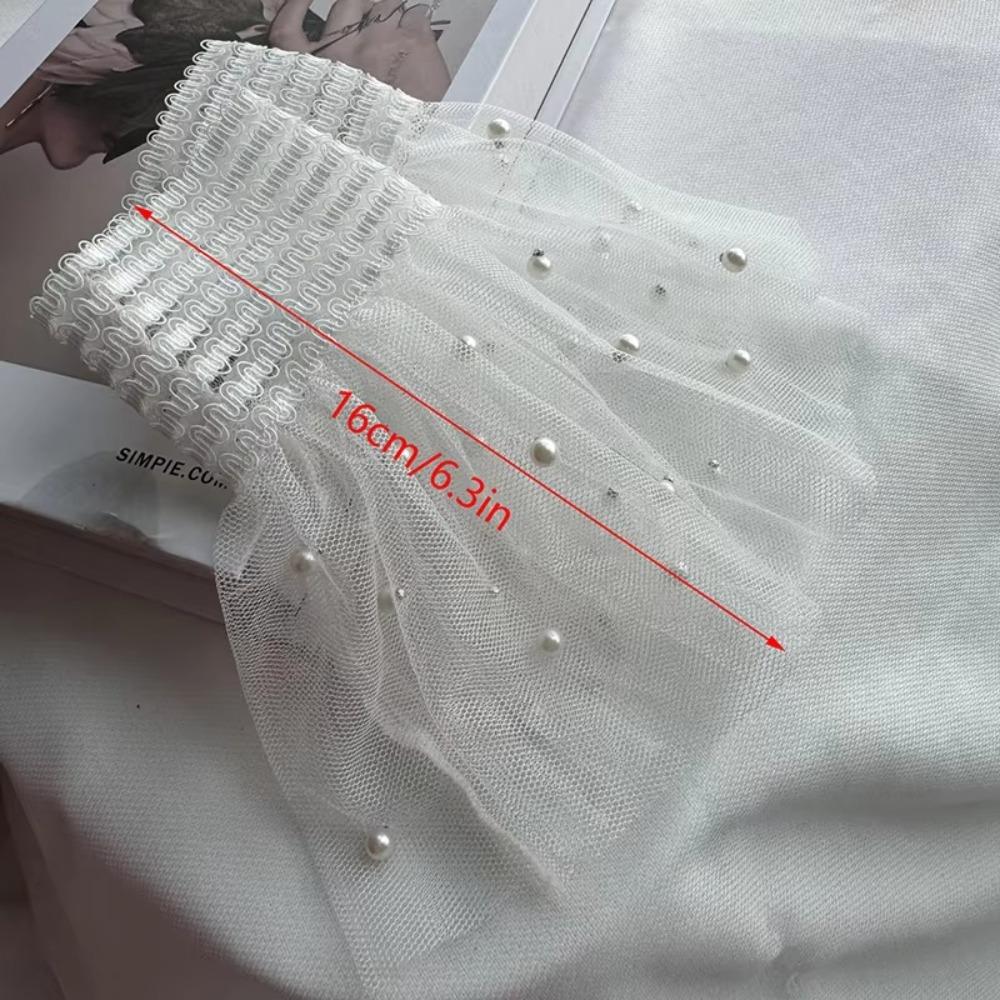 1Pairs Manicure Photography Props Bead Mesh Sleeve Lace Decoration Fake Pleated Cuff