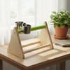 Desktop Avian Perch with Feeding Cups Rough Surface Triangle Avian Stand Wooden Parrot Training Perch Portable Pet Accessory