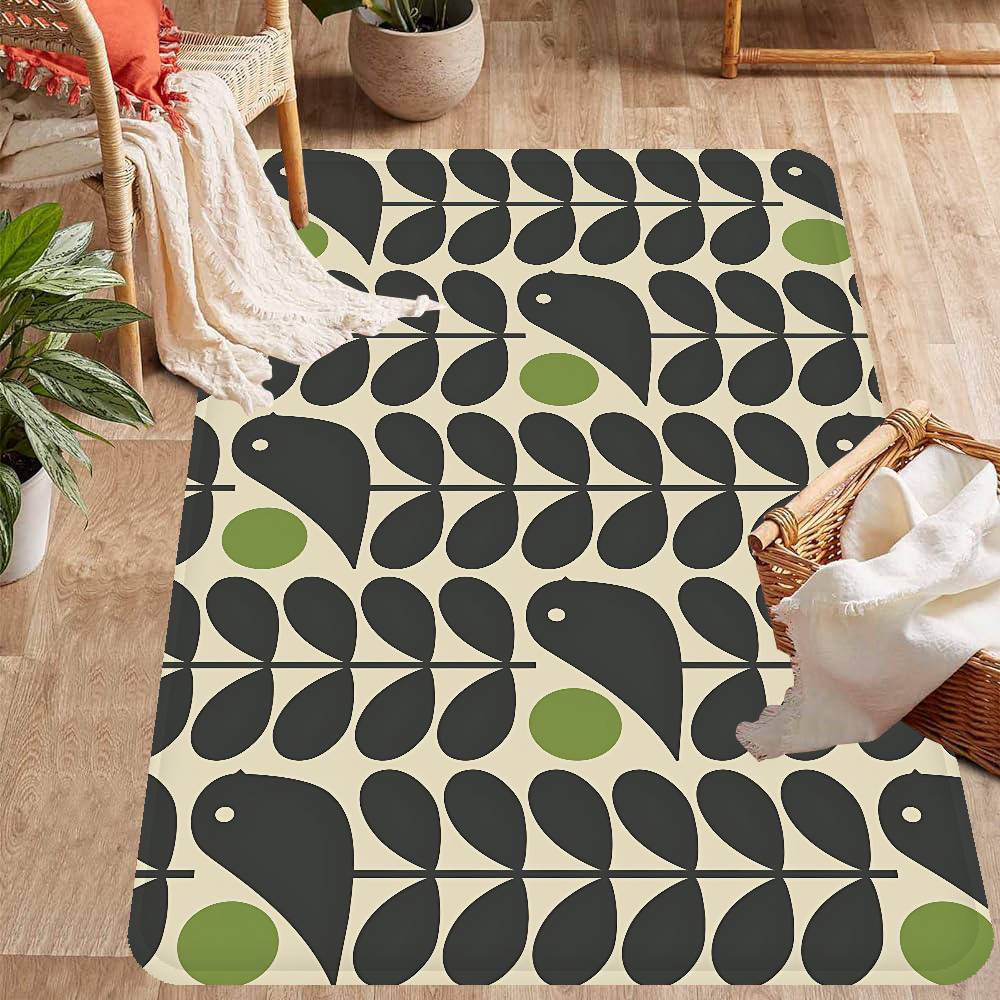 Orla Kiely Лист Цветок Коврик для Ванной Противоскользящий Впитывающий Воду Длинный Полосатый Подушка Коврик для Спальни Отель Декор Коврик
